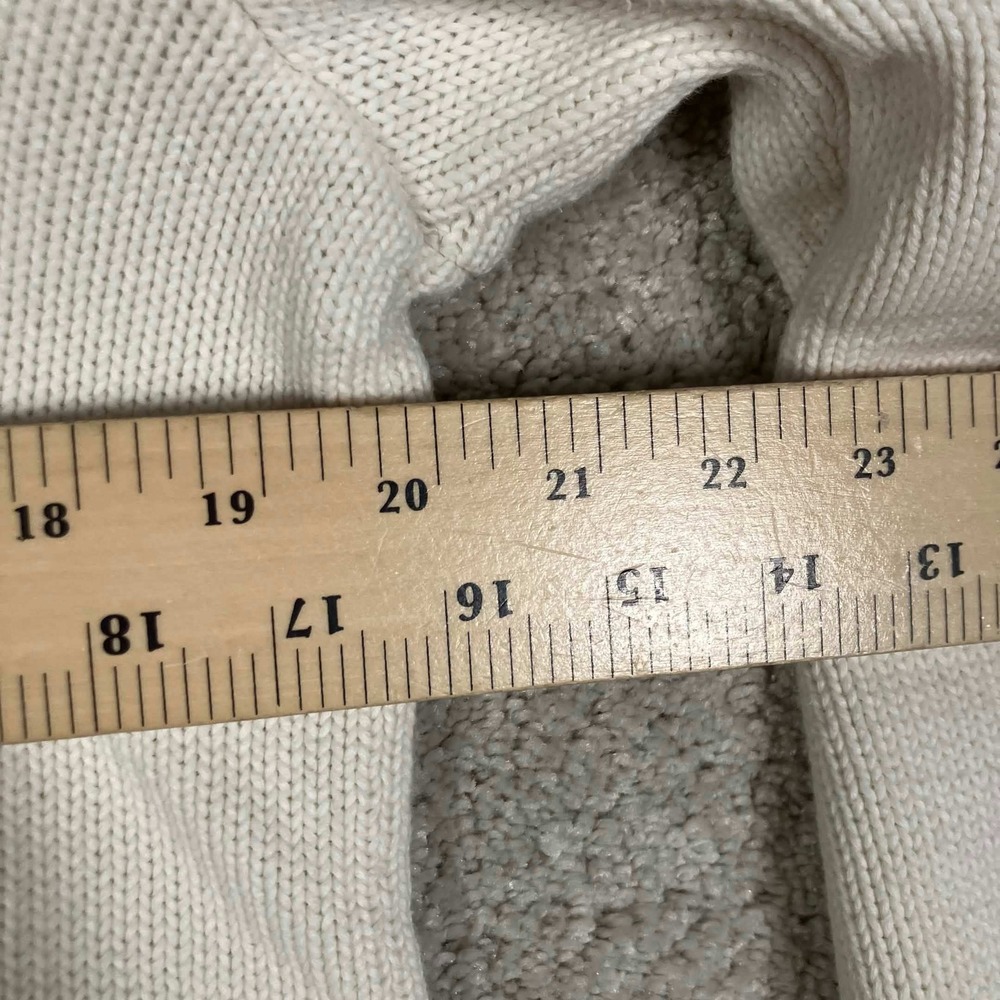 Vintage Ralph Lauren Shawl Neck Sweater Womens L White Cotton Knit Pony Logo - Picture 7 of 13